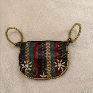 Handcrafted Bohemian Floral Embellished Vibrant Beaded Indian-Style Evening Bag